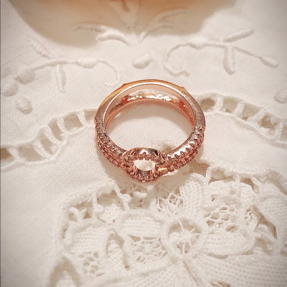 White Sapphire and Rose Gold Wedding Wrap Ring - Picture 2 of 8
